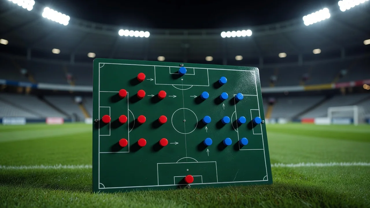 Two sets of magnets showing different shapes on the same tactics board