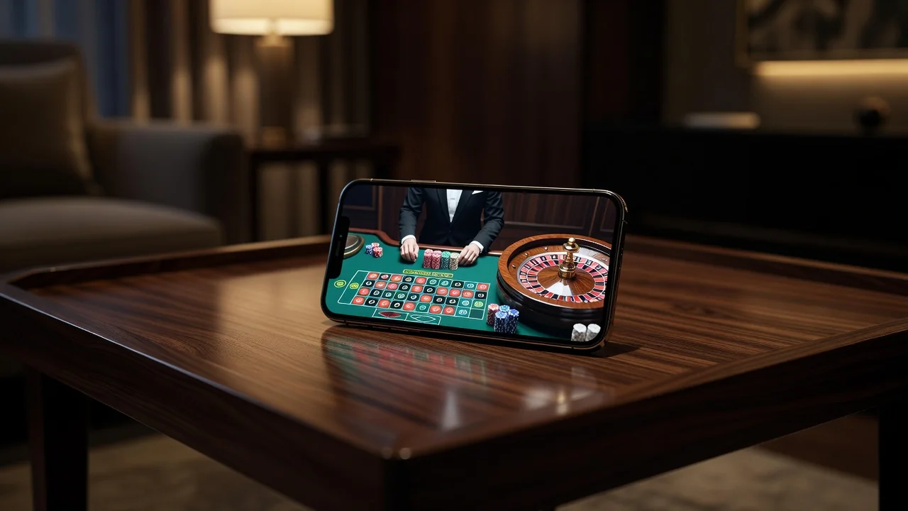 Live casino video on a phone using mobile data at Olympe