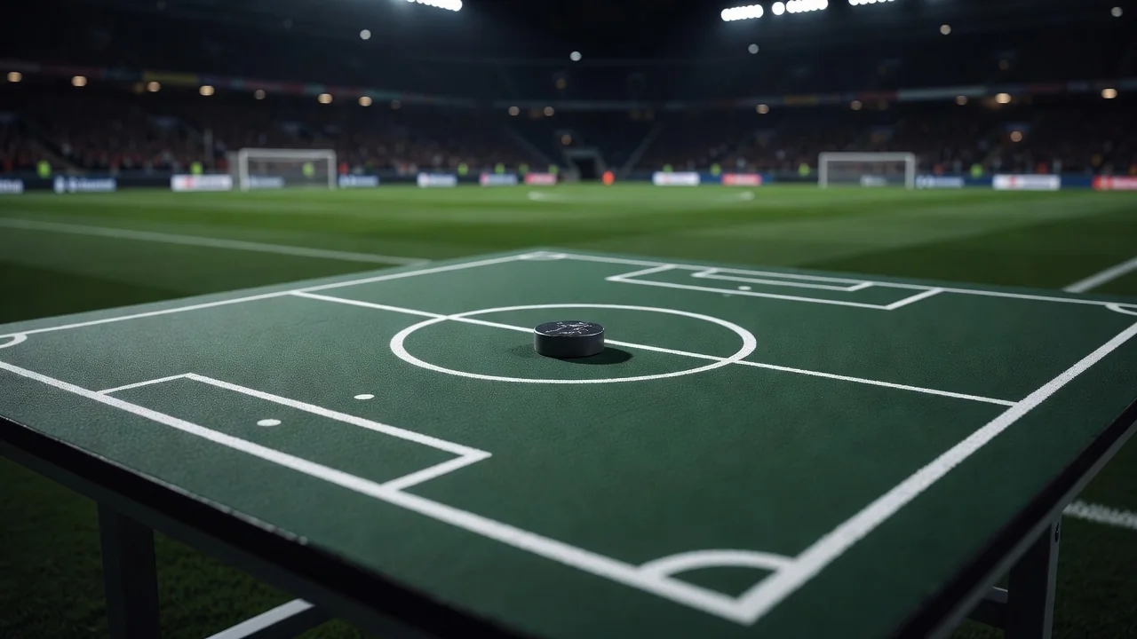 Single magnet placed deep between midfield lines on a board