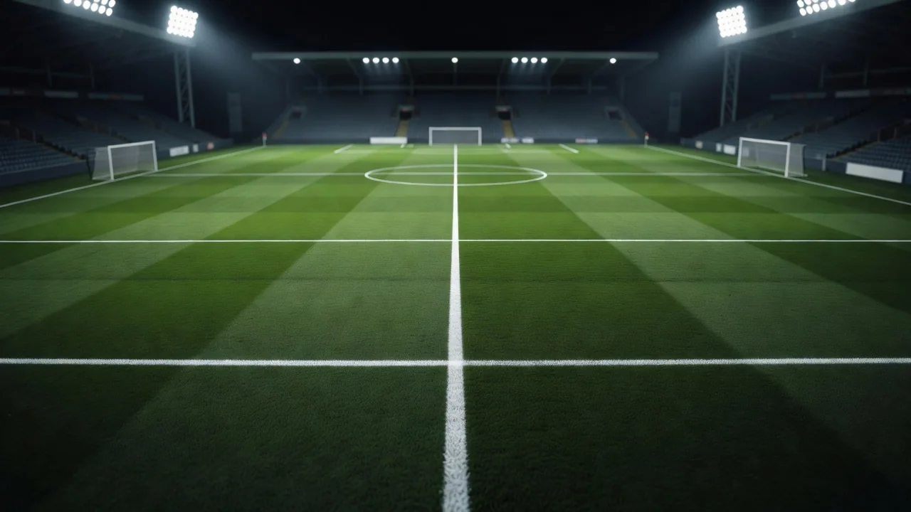 Pitch divided into zones by chalk lines seen from above