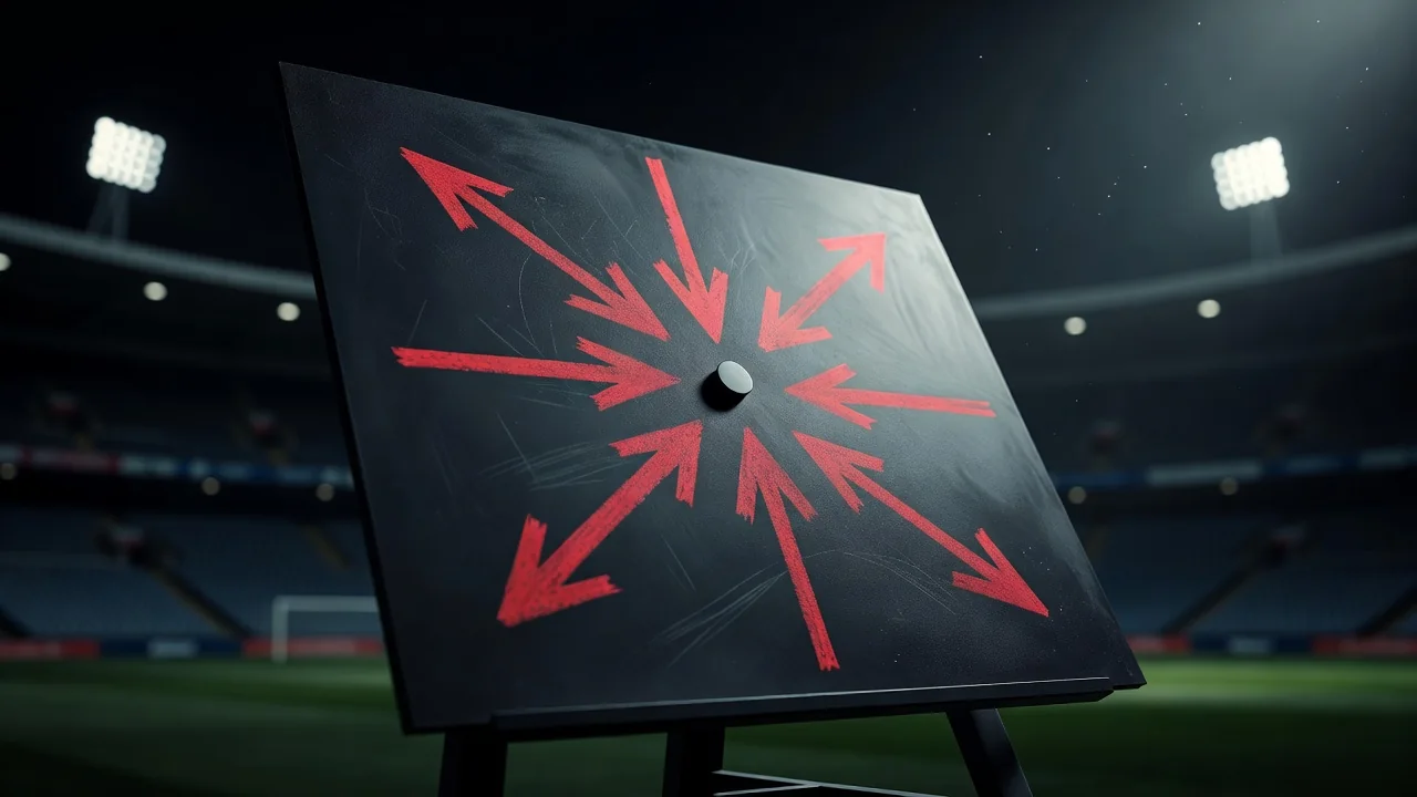 Tactics board with pressing arrows drawn in chalk