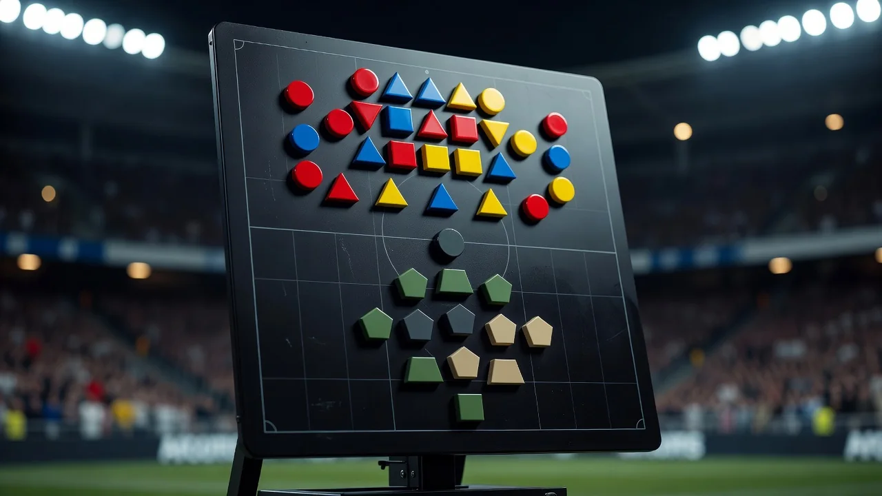 Two sets of coloured magnets showing different shapes on one board