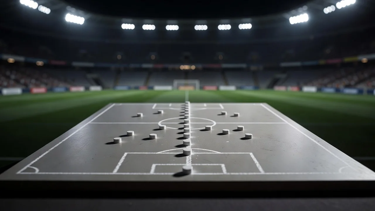 Tactics board with a highlighted channel between defensive lines
